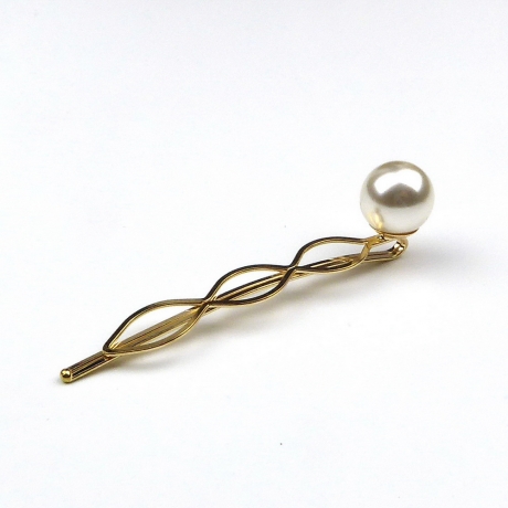 Pince cheveux mèche 7cm, perle nacré - ivoire