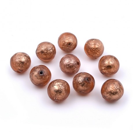 10 perles rondes craquelées 16mm en acrylique - marron