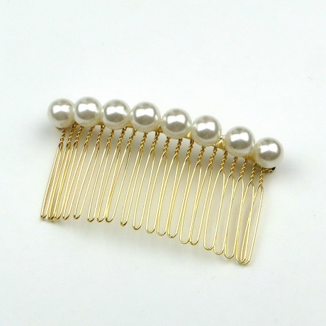 Peigne de côté perles 20 dents 8cm - doré