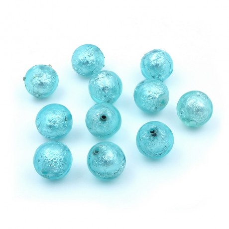 10 perles rondes craquelées 16mm en acrylique - bleu