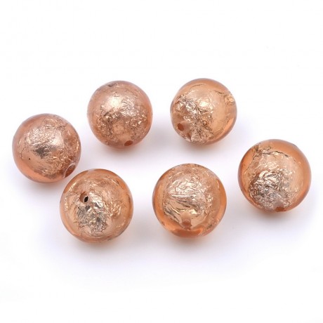 6 grosses perles rondes craquelées 21mm en acrylique - marron