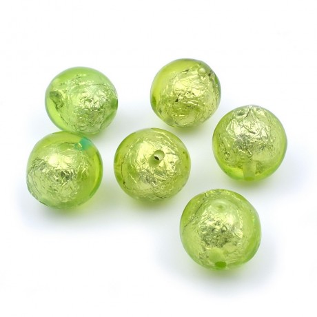 6 grosses perles rondes craquelées 21mm en acrylique - vert