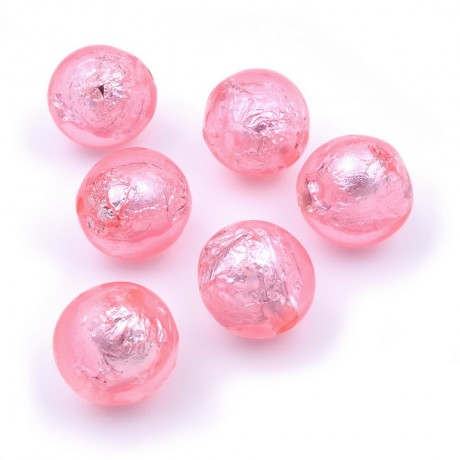 6 grosses perles rondes craquelées 21mm en acrylique - rose