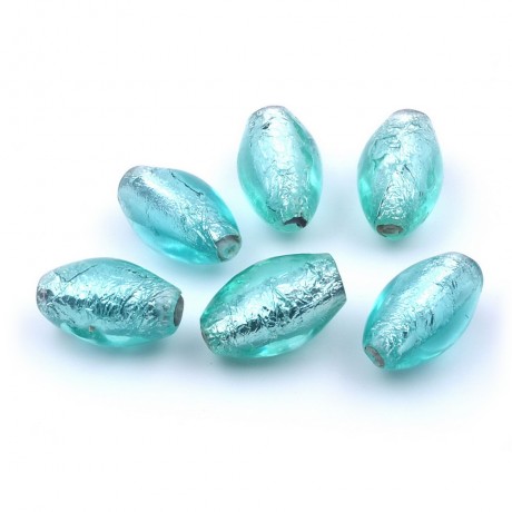 6 grosses perles ovales craquelées 28mmx16mm en acrylique - bleu