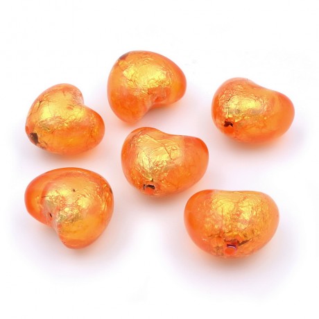 6 grosses perles coeur craquelées 28mmx22mm en acrylique - orange