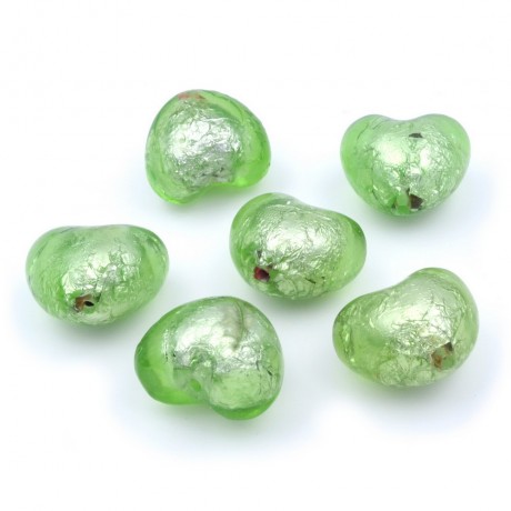 6 grosses perles coeur craquelées 28mmx22mm en acrylique - vert