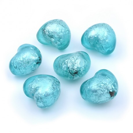 6 grosses perles coeur craquelées 28mmx22mm en acrylique - bleu