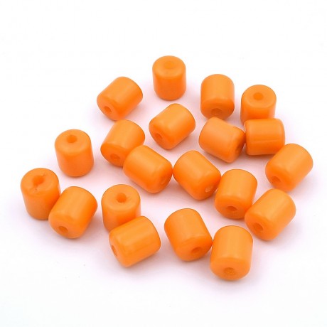 20 perles cylindriques en acrylique 11mmx10mm - orange