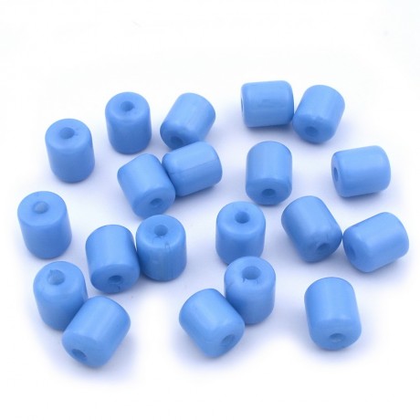 20 perles cylindriques en acrylique 11mmx10mm - bleu