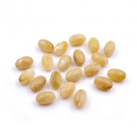 20 perles ovales nacrées en acrylique 11mmx7mm beige