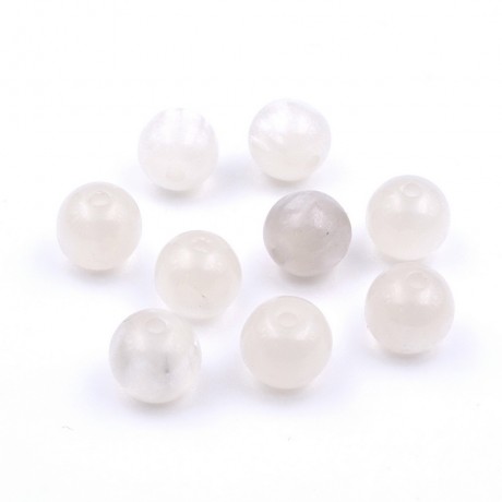10 perles rondes nacrées en acrylique 14mm blanc
