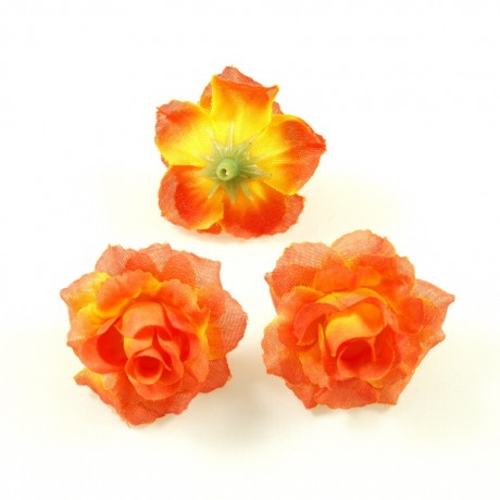 Lot de 10 fleurs artificielles sans tige diam. 40mm - orange