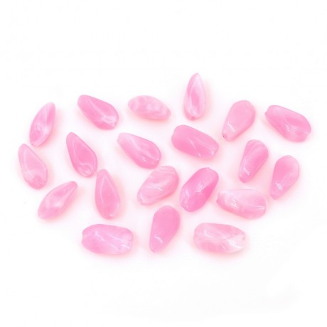 20 perles polygonales à facettes acrylique 15mmx8mm - rose