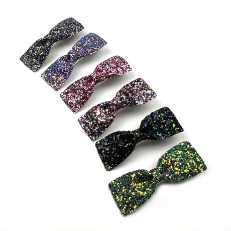 Pince clip cheveux noeud paillette 6.5cm