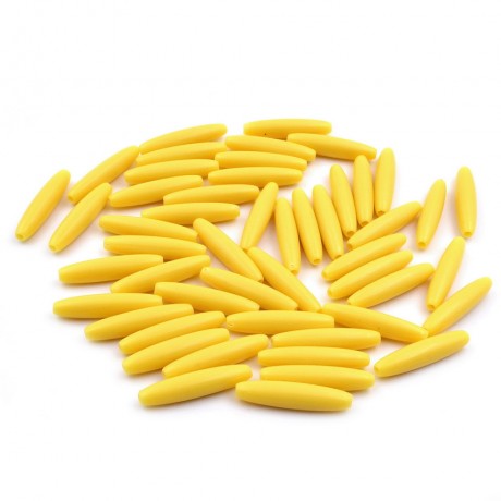 50 perles ovales longues en acrylique 27mmx6mm - jaune