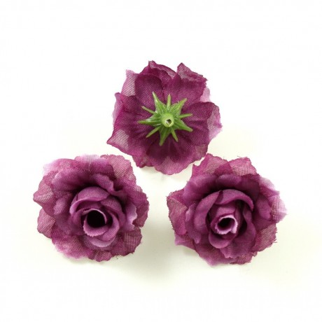 Lot de 10 fleurs artificielles sans tige diam. 40mm - prune