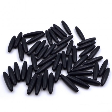 50 perles ovales longues en acrylique 27mmx6mm - noir