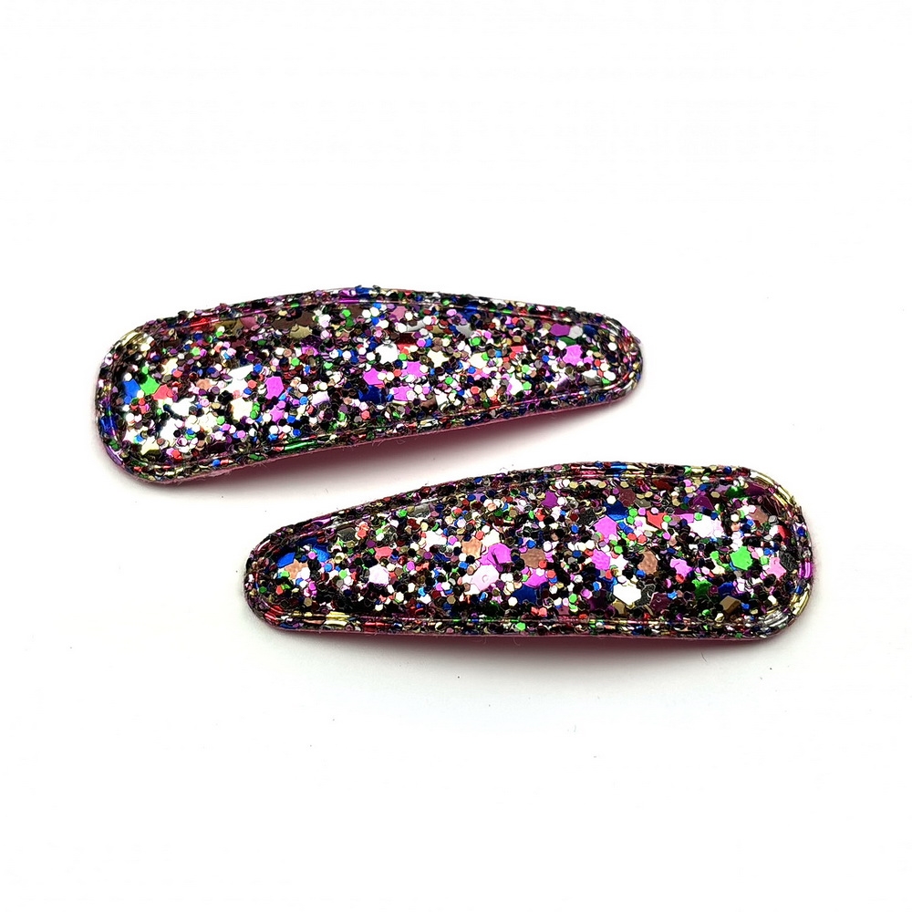 Lot de 2 pinces cheveux clic clac paillette 6cm
