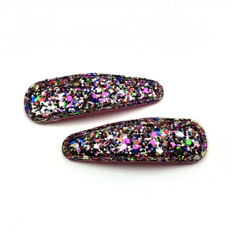 Lot de 2 pinces cheveux clic clac paillette 6cm