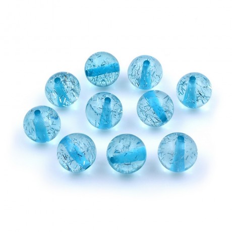 10 perles rondes craquelées en acrylique 16mm - bleu