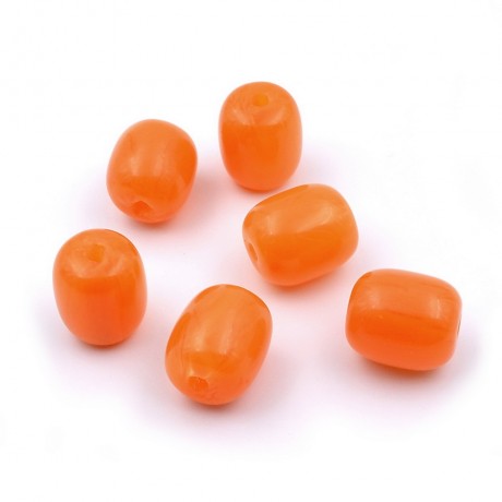6 perles acrylique forme tonneau 18mmx16mm orange
