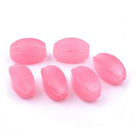 6 perles polygonales nacrées en acrylique 24mmx13mm - rose