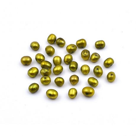 30 perles d'eau douce nacré irrégulière 6-9mm - vert olive