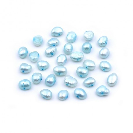 30 perles d'eau douce nacré irrégulière 6-9mm - bleu ciel