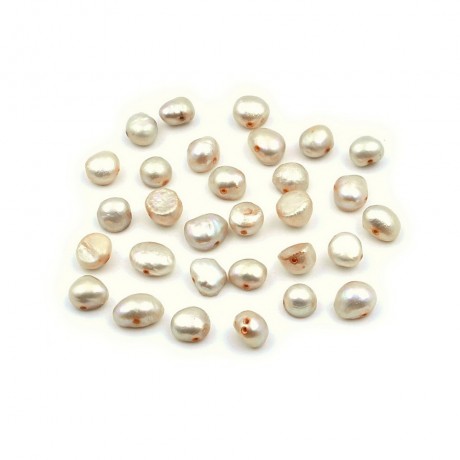 30 perles d'eau douce nacré irrégulière 6-9mm - beige