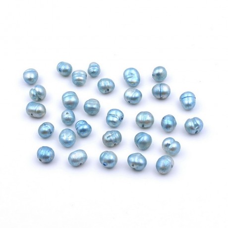 30 perles d'eau douce nacré irrégulière 6-9mm - bleu