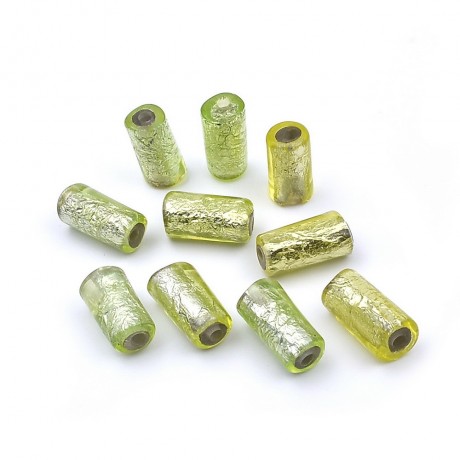 10 perles cylindriques polyrésine 18mmx10mm - vert