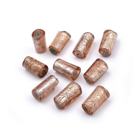 10 perles cylindriques polyrésine 18mmx10mm - marron