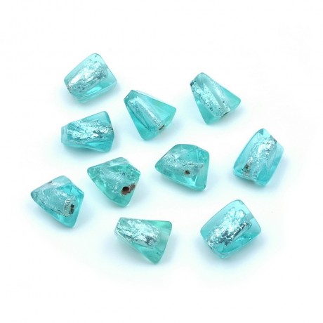 10 perles polygonales polyrésine 14mmx12mm - bleu