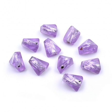 10 perles polygonales polyrésine 14mmx12mm - violet