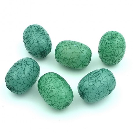 6 perles acrylique forme tonneau 22mmx17mm vert