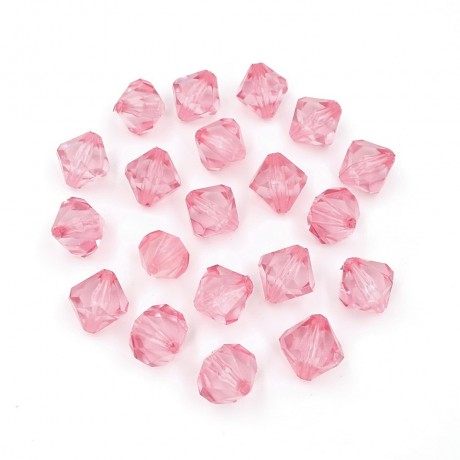 20 perles forme toupie en acrylique 14mmx15mm rose