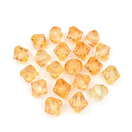 20 perles forme toupie en acrylique 17mmx17mm jaune orangé