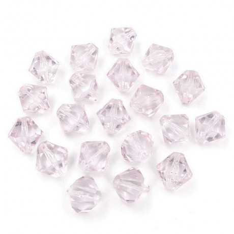 20 perles forme toupie en acrylique 17mmx17mm blanc reflet rose