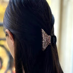 pince cheveux crabe courbe ornée de paillettes scintillantes or rose