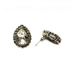 Boucles d'oreilles goutte strass argentées - Cristal et zircons - poussoirs