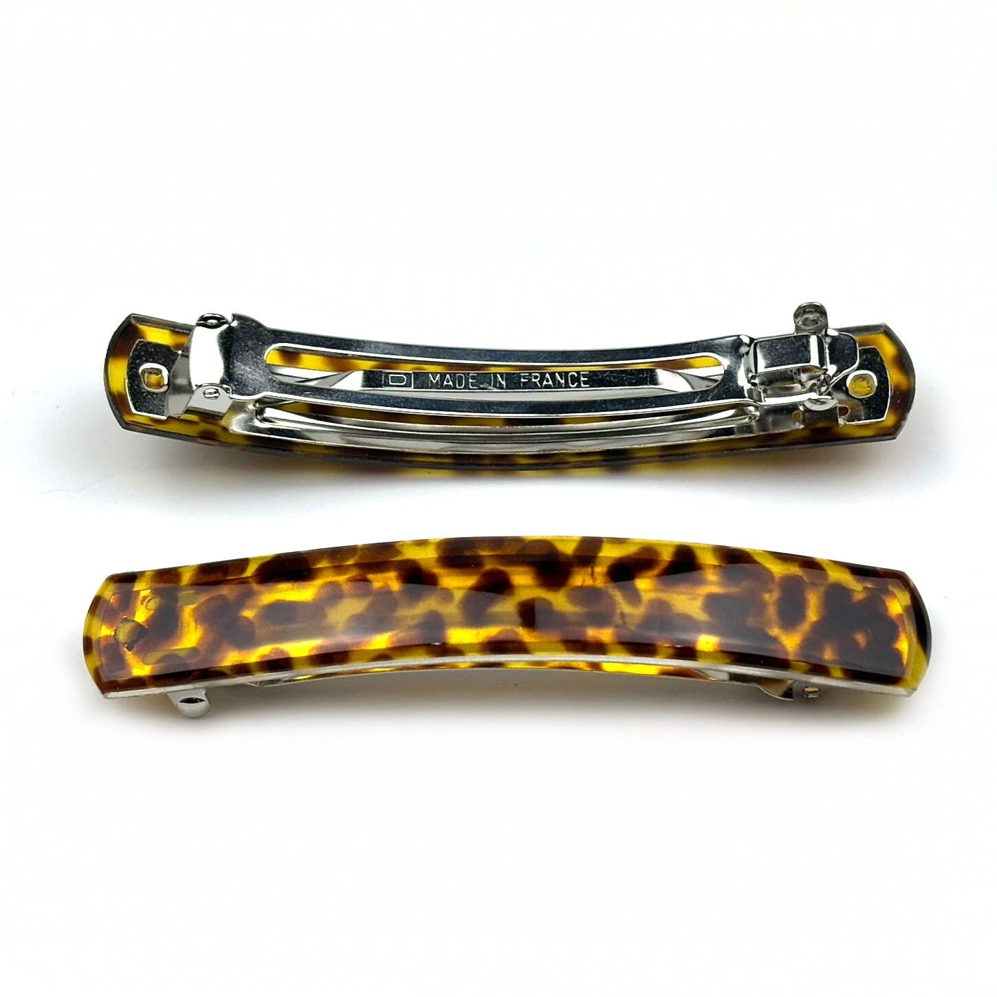 Barrette cheveux classique motif léopard 10cm, Made in France