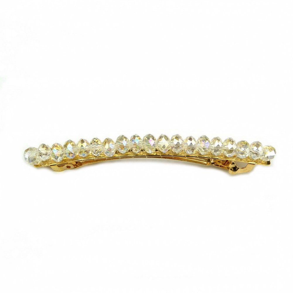 Barrette cheveux 8.5cm perles cristaux
