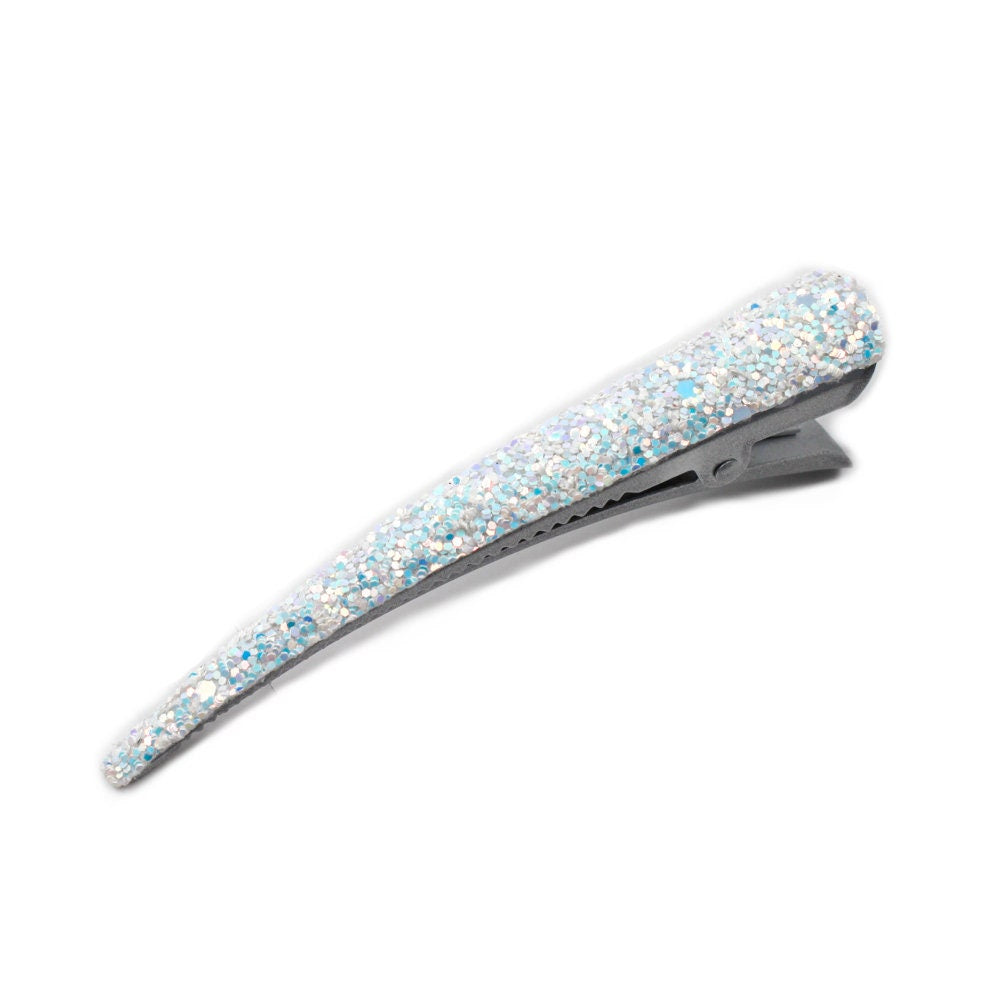 Grande pince cheveux concorde paillette 10.5cm - blanc irisé