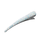 Grande pince cheveux bec paillette 10.5cm - blanc irisé