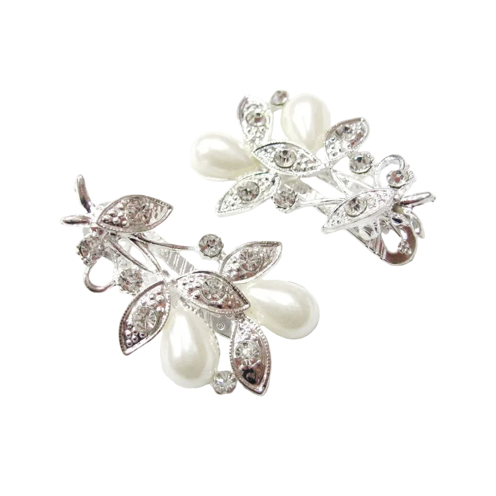 Pince à cheveux fleur perles & strass – Cérémonie & Mariage