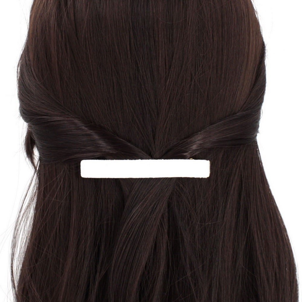 Pince cheveux paillettes 8cm - nacré blanc