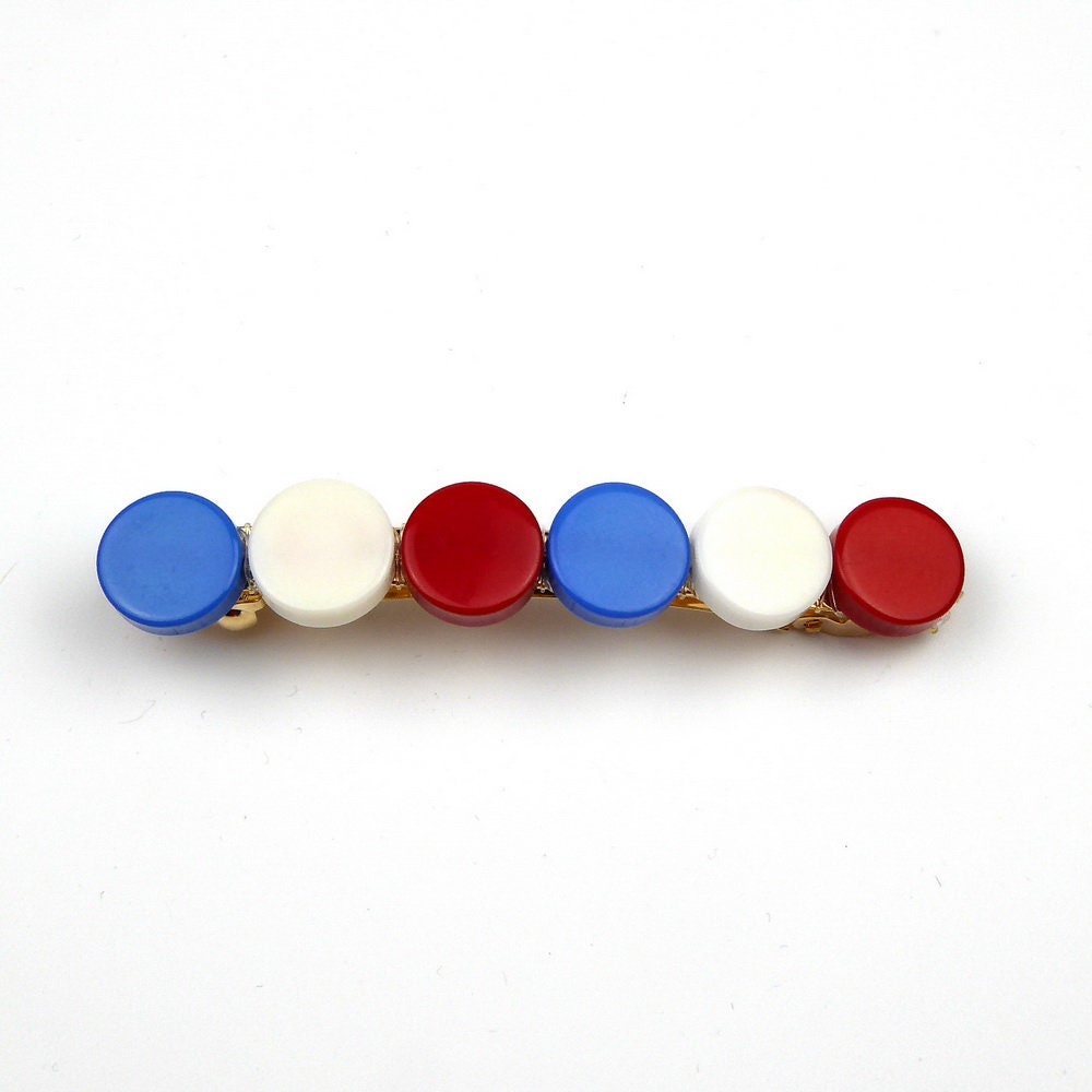 Barrette Cheveux Perles Tricolore 7cm - Accessoire Premium Élégant