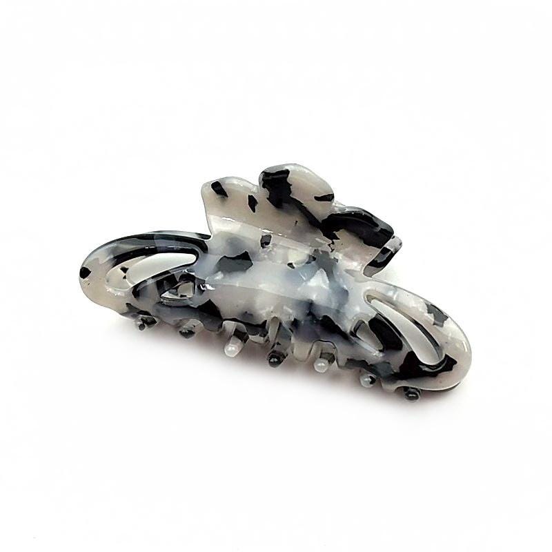 Pince cheveux crabe acétate motif tortue – Fait main 8 cm | Gris