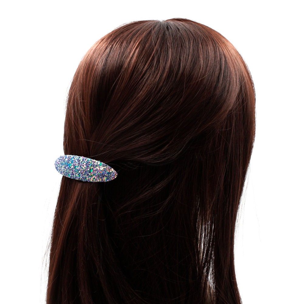 Barrette cheveux ovale 9cm paillettes