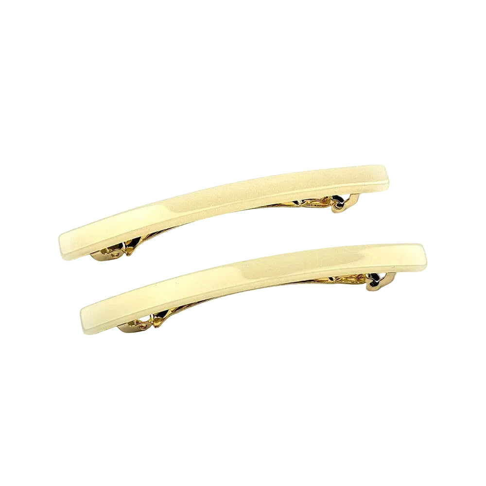 Barrettes cheveux fine 7cm ivoire - Lot de 2